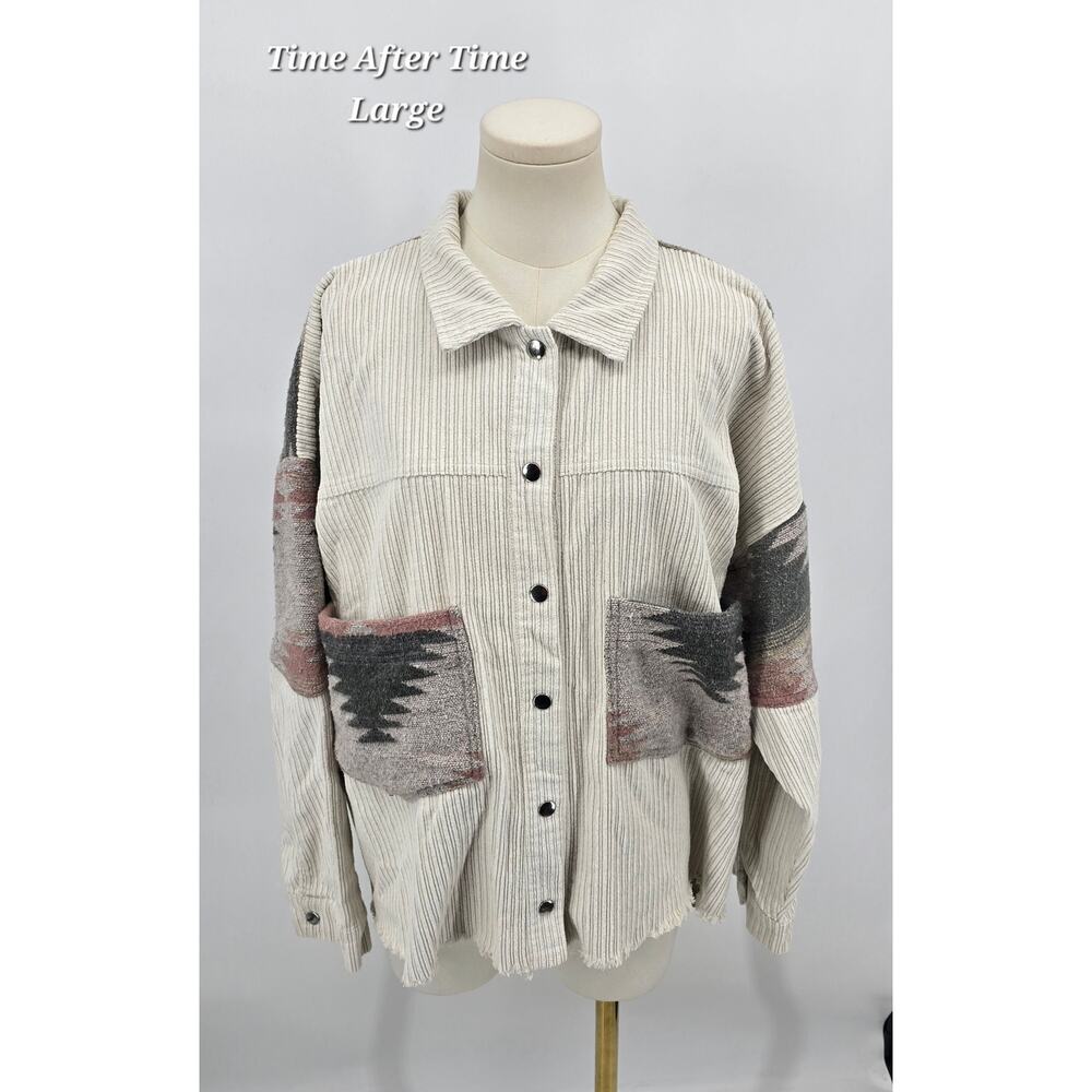 Time After Time Aztec Southwestern Corduroy Jacket Shacket – Size L